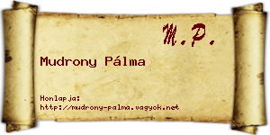 Mudrony Pálma névjegykártya